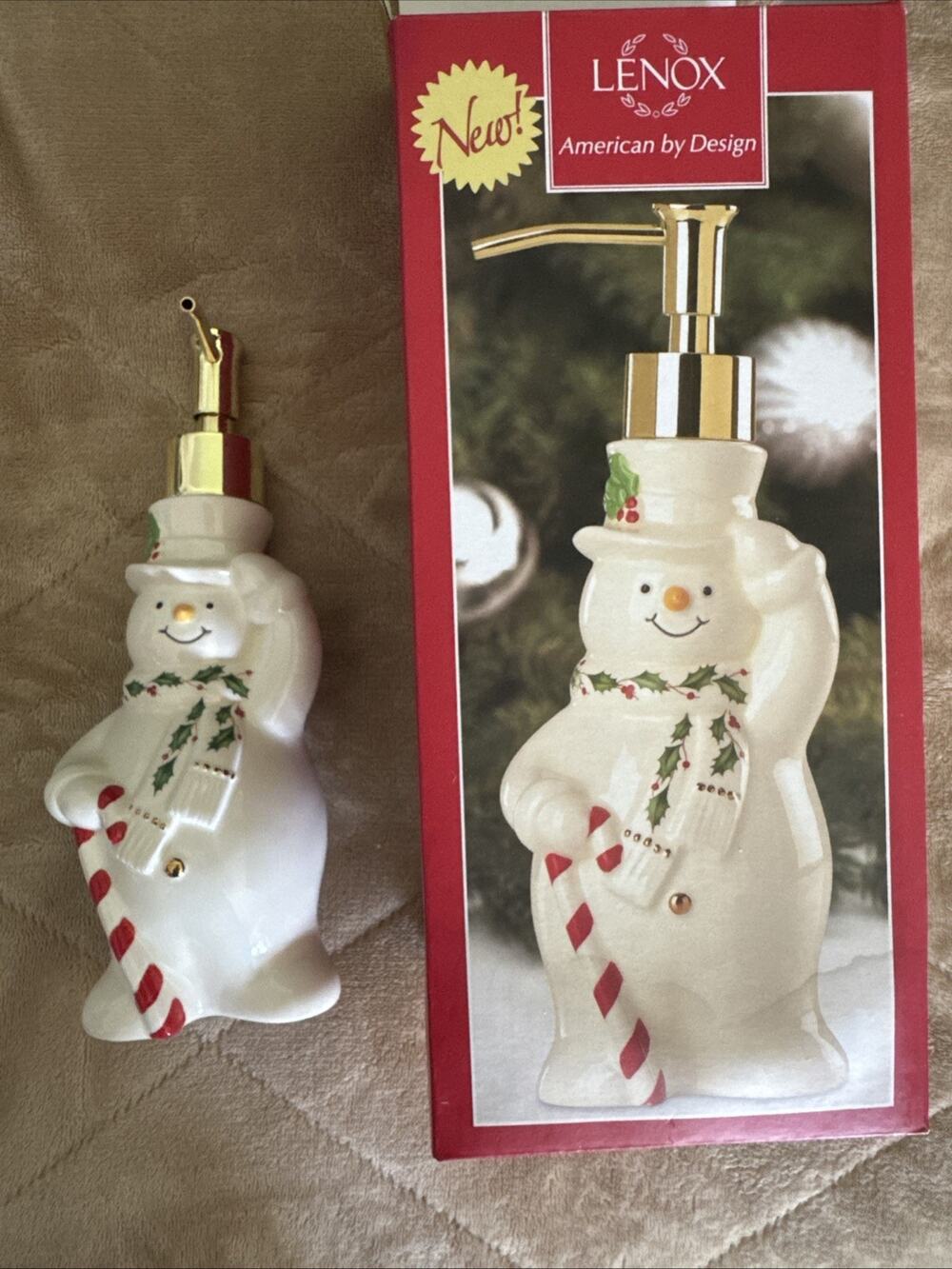 LENOX Snowman HAPPY HOLLY DAYS Soap Dispenser 8.5"